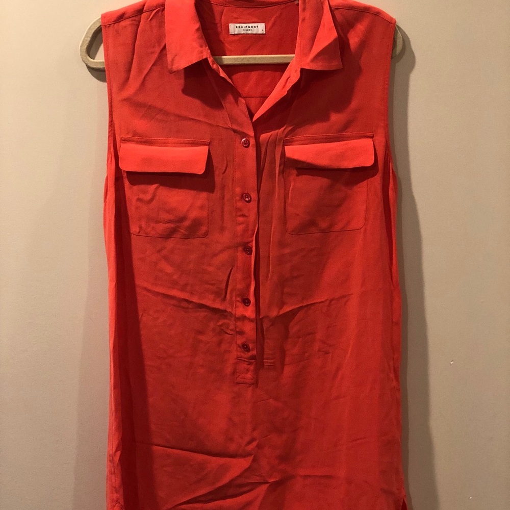 Coral Collar Button Down Dress